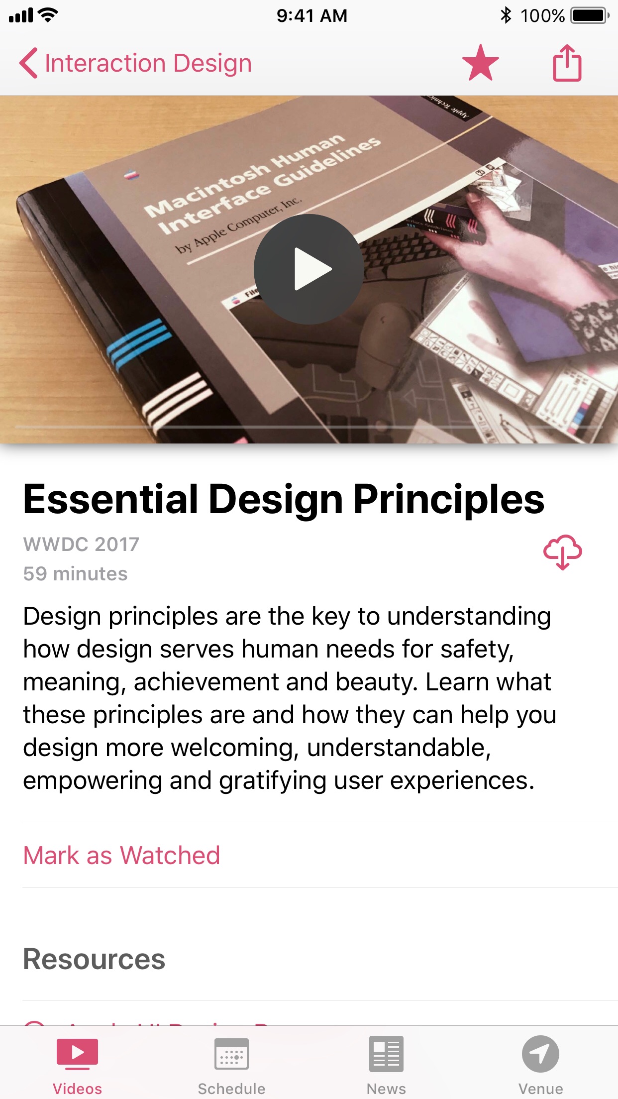Screenshot do app WWDC