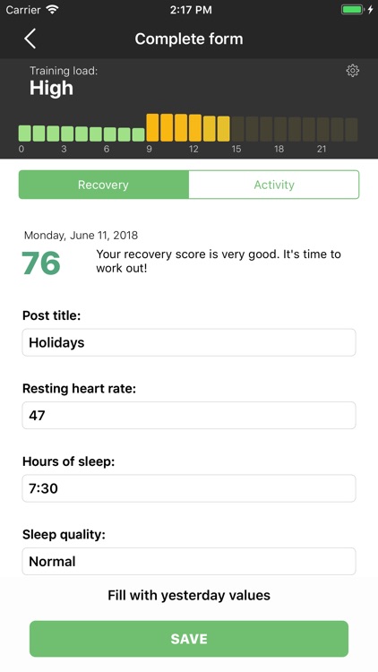 Rest! - recovery tracker
