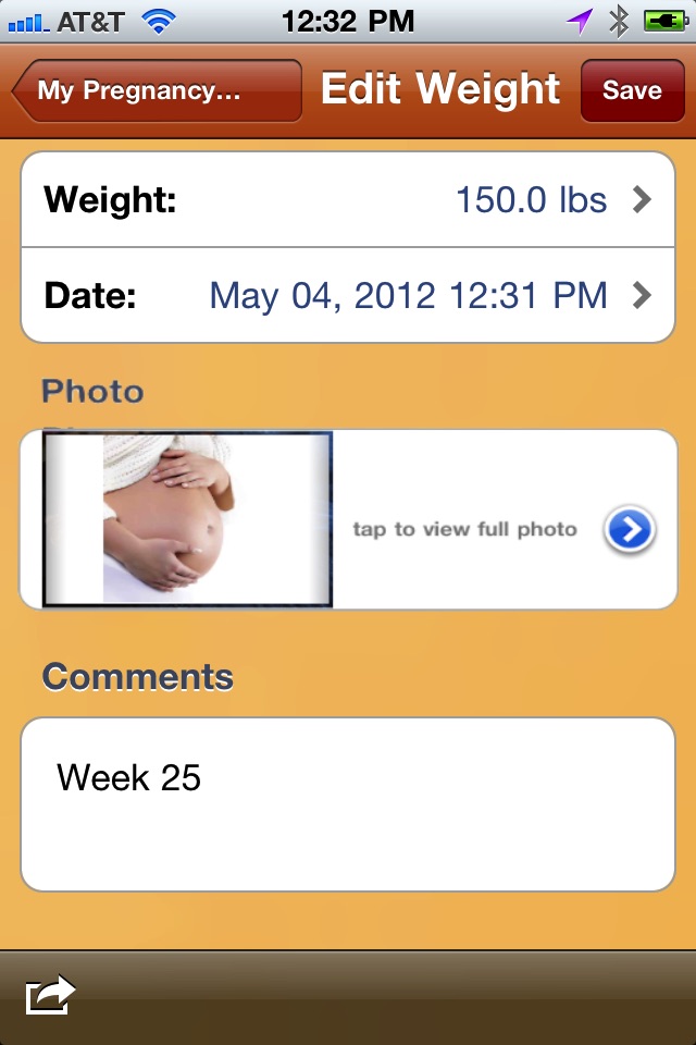 Pregnancy Weight Tracker screenshot 2