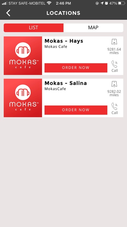 Mokas Cafe Mobile Ordering