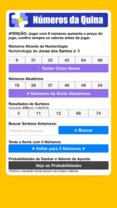 Quina Gerador de Números screenshot 2