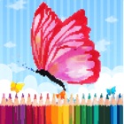 Butterfly & Flower Pixel Color