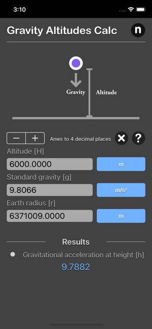 Gravity Altitudes Calculator