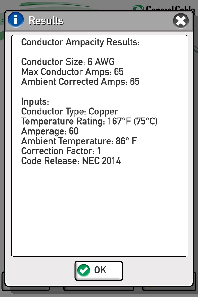 Prysmian Group Conductor Amps screenshot 4