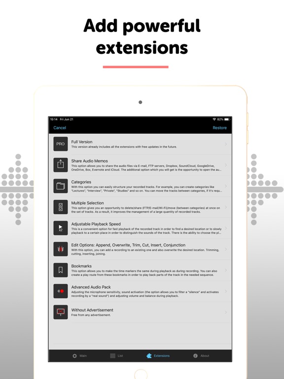 Dictaphone Audio Recorder App voor iPhone, iPad en iPod touch