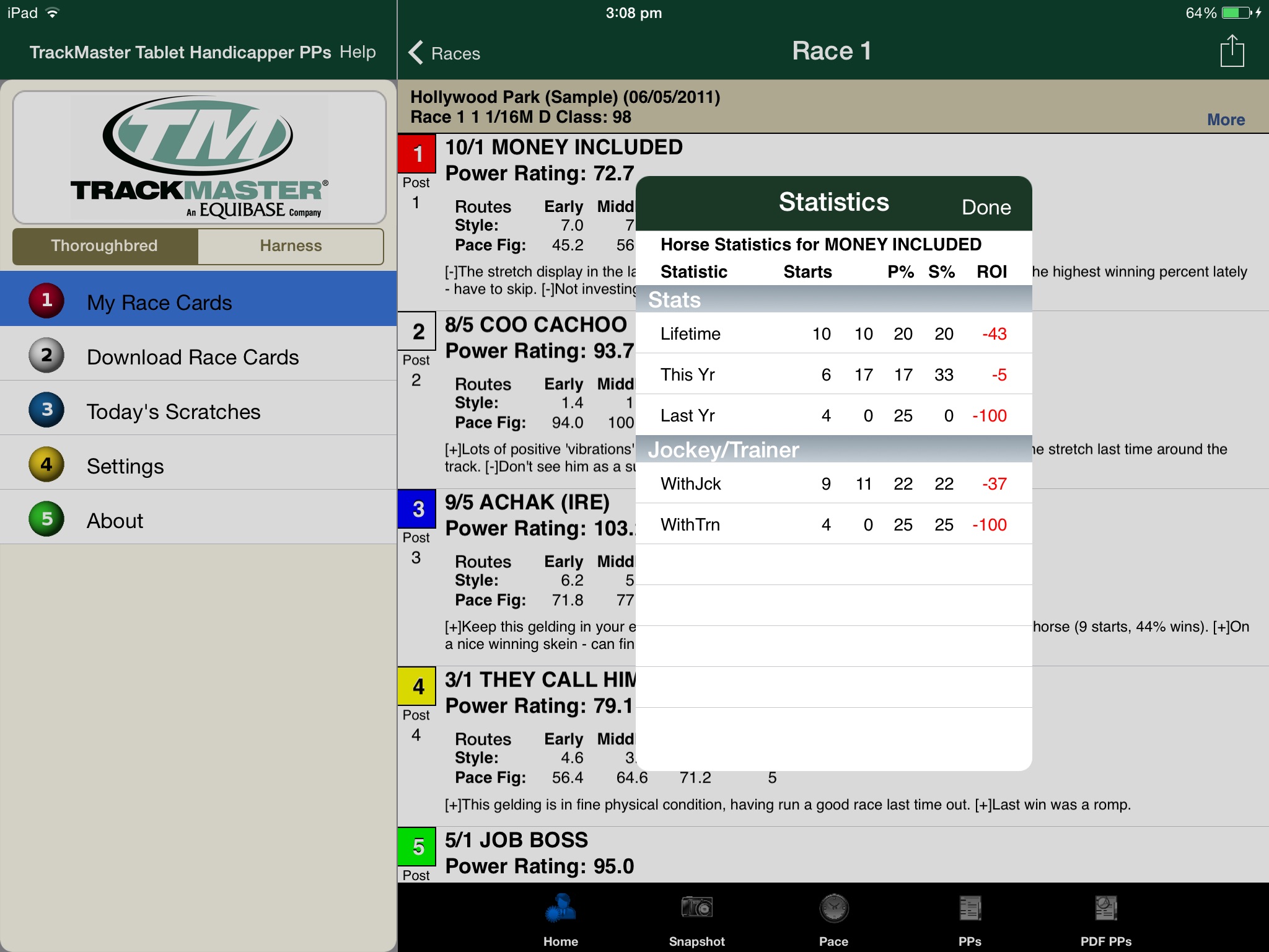 TrackMaster Tablet Handicapper screenshot 2