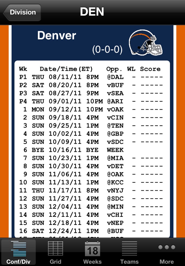 Pro Football Schedule screenshot 4