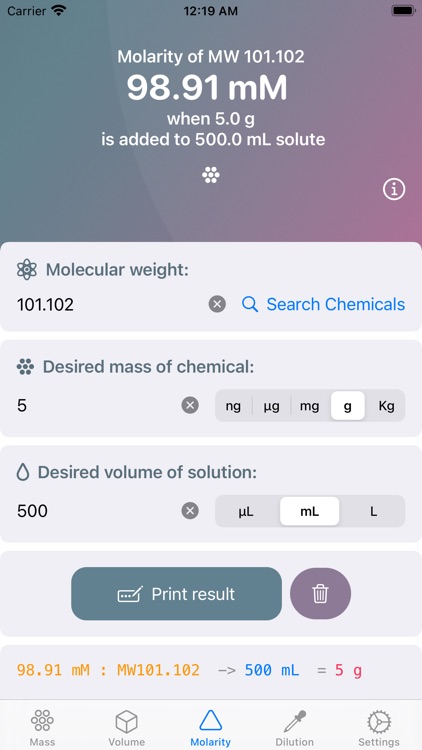 Lab Mate — Molarity & Dilution