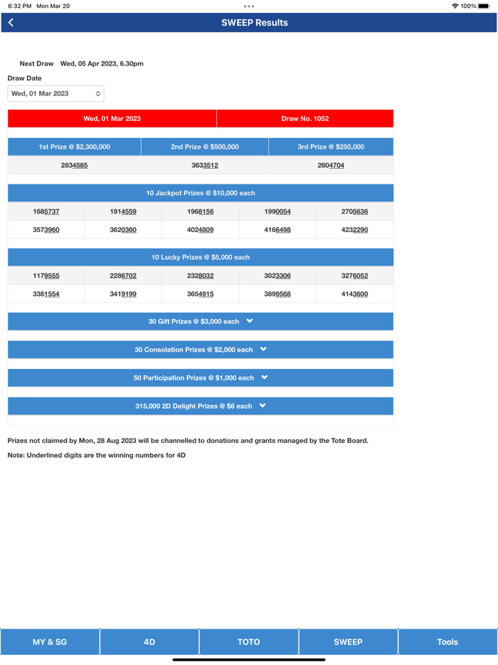 SG Pools 4D Toto Sweep Result