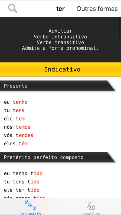 Portuguese verbs conjugation