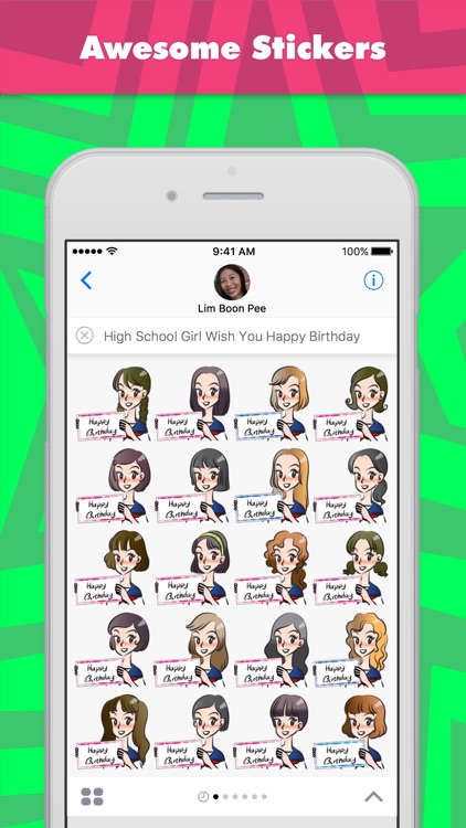High School Girl Wish You Happy Birthday stickers