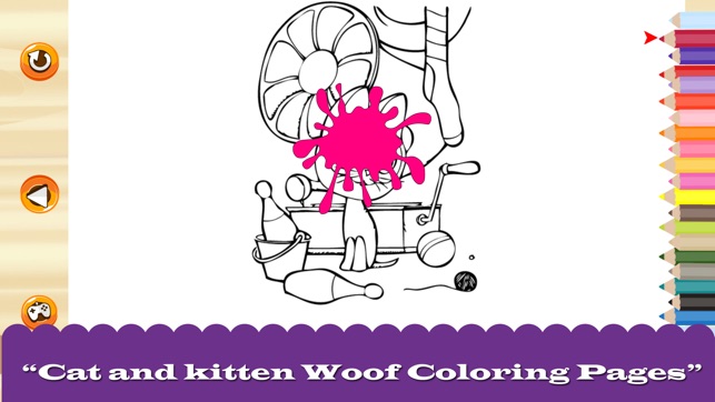 Cat and kitten Woof Coloring Pages