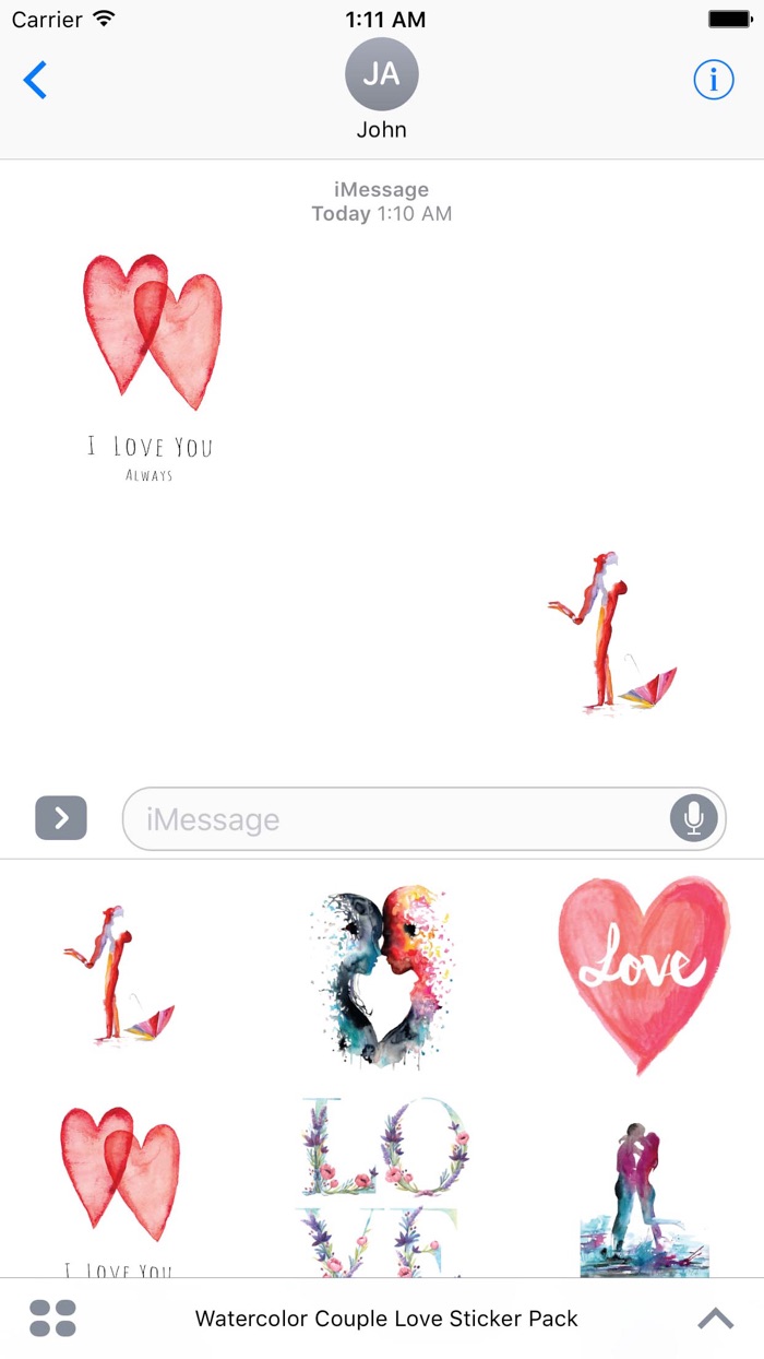 Watercolor Couple Love Sticker Pack