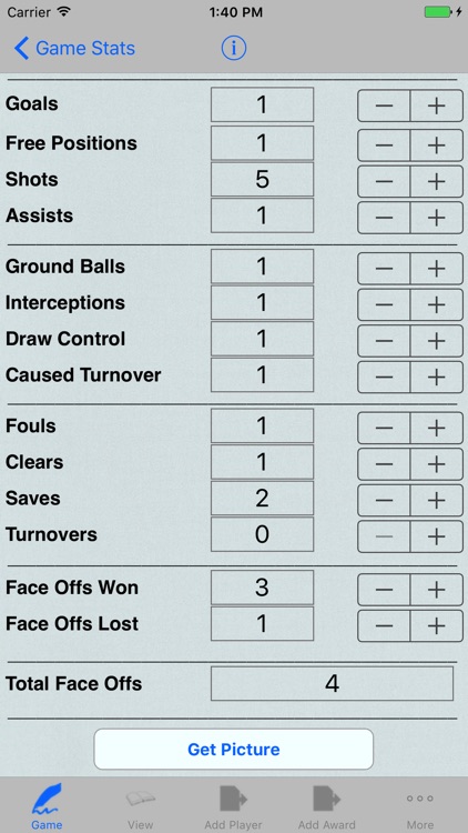 LaCrosse Player Tracker with Stats & Game Notes