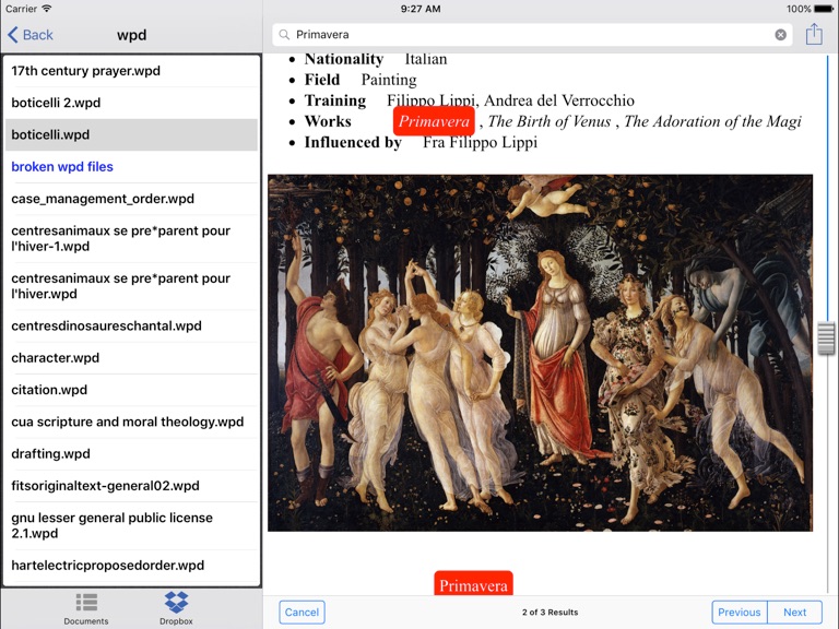 【图】WordPerfect Viewer iPad(截图1) 【图】WordPerfect Viewer iPad(截图1)