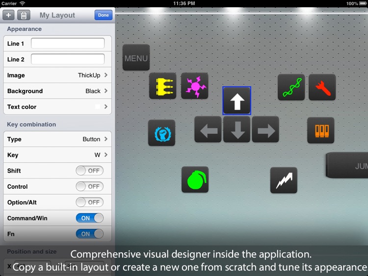 Air Keyboard: remote touch pad and custom keyboard