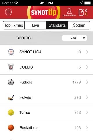 SynotTip sporta likmes screenshot 4