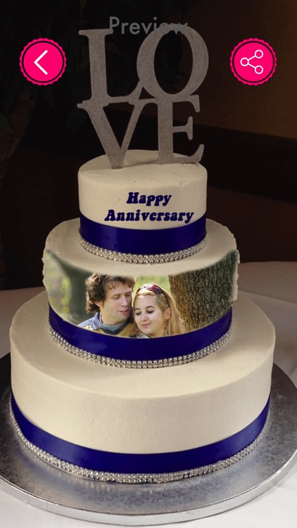 Anniversary Cake Photo Frame - Photo Name On Cake