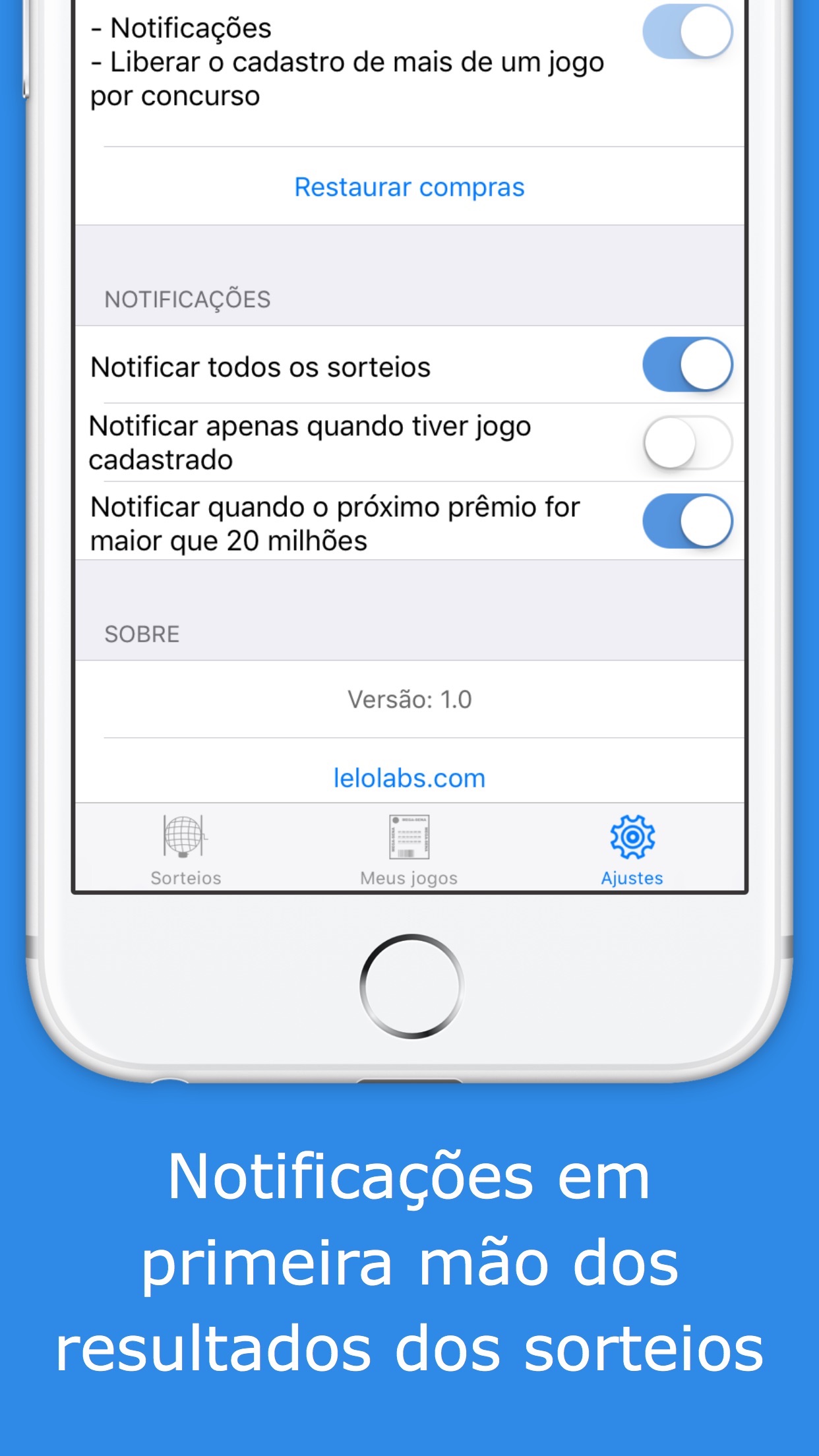 Screenshot do app Ganhei? - Resultados Mega Sena