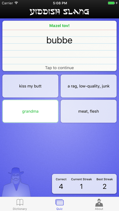 Yiddish Slang Dictionary and Quiz Screenshot 2