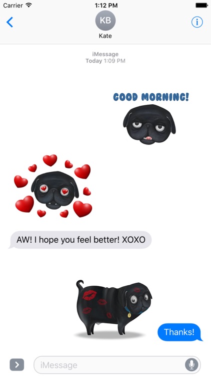 Black Pug Emoji Stickers