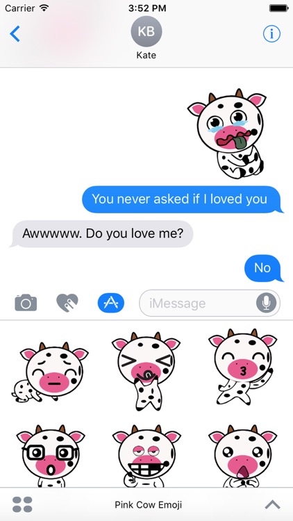 Pink Cow Emoji - Cartoon Stickers