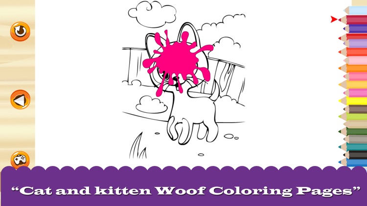 Cat and kitten Woof Coloring Pages