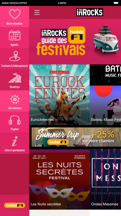 Guide des Festivals inRocKuptibles avec HotelF1