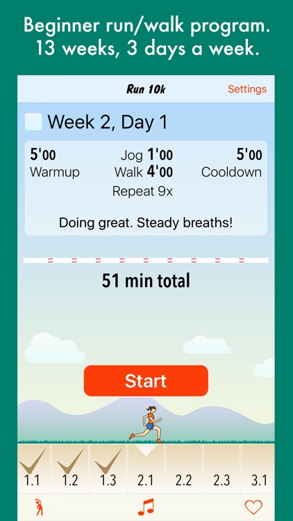 Run 10k - interval training program + stretches