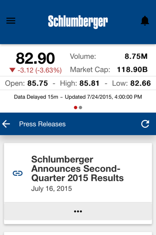 Schlumberger Investor Relations screenshot 2