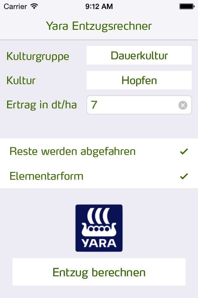 Yara Entzugsrechner screenshot 2