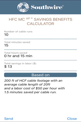 Southwire® MCAP® Savings Calc screenshot 4