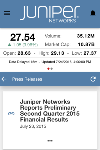 Juniper Networks Investor App screenshot 2