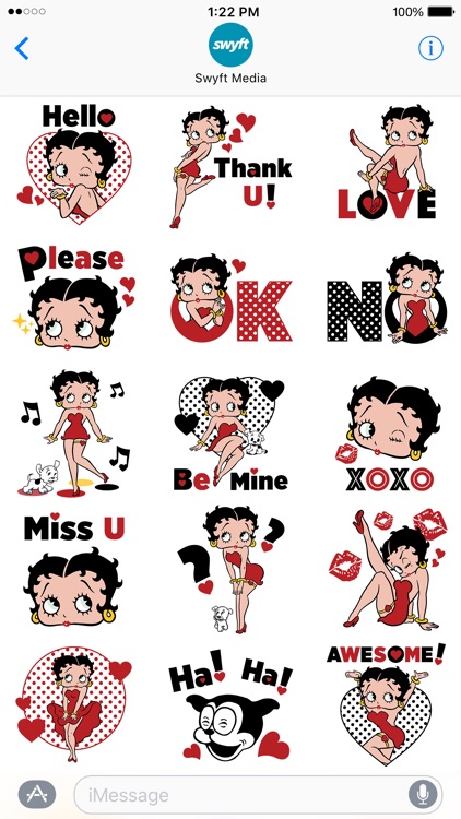 Betty Boop Kisses: Stickers and Emoji