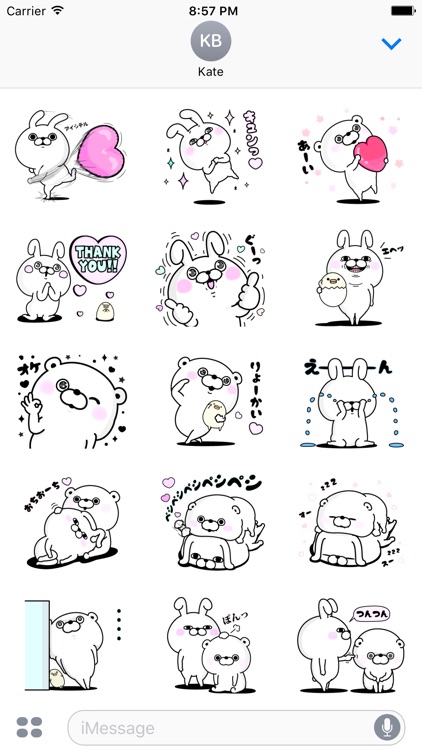 rabbit and bear 100% love stickers