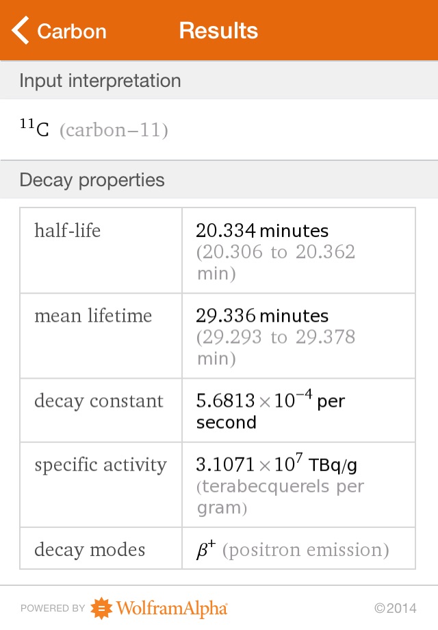 Wolfram Isotopes Reference App screenshot 2