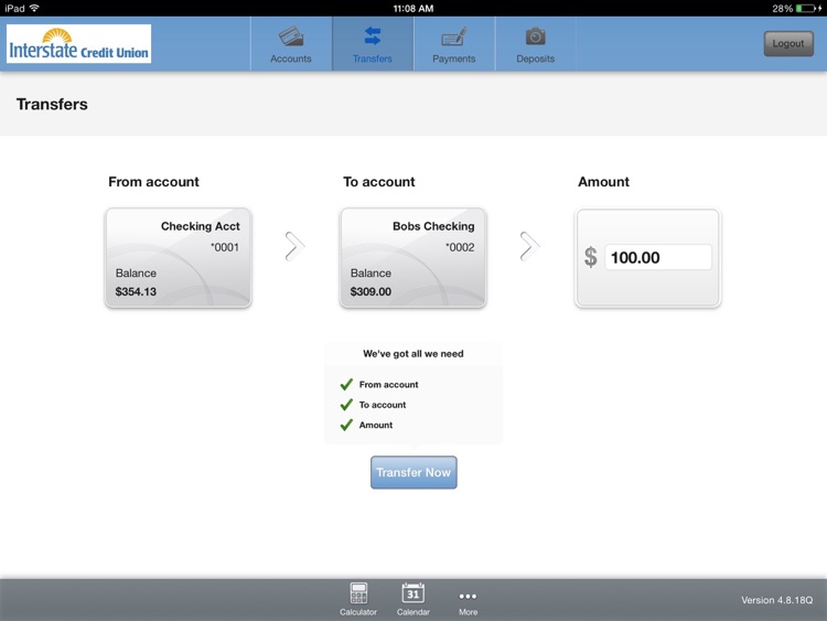 Interstate Credit Union for iPad screenshot-3