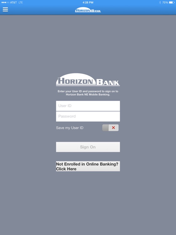 Horizon Bank NE Mobile Banking iPad Version