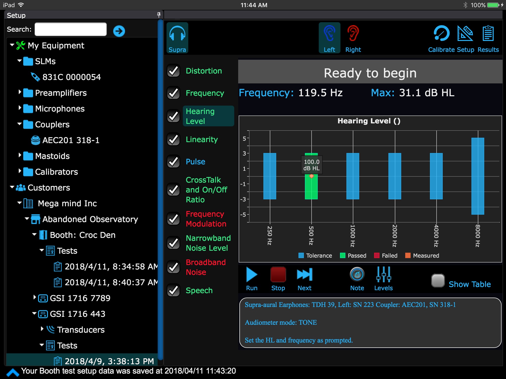 Larson Davis AudCal screenshot 2