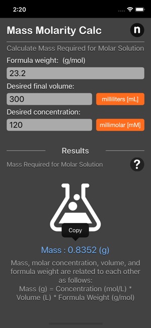 Mass Molarity Calculator(圖7)-速報App