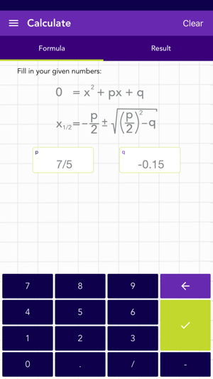 Solving Math - PQ Formula