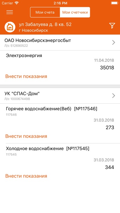 Мои счета - Электронный город screenshot-3