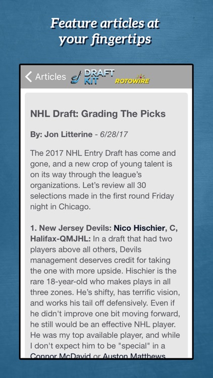 RotoWire Hockey Draft Kit 2017