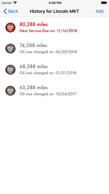 Oil Change History