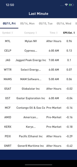 LastMinute - Earnings Calendar