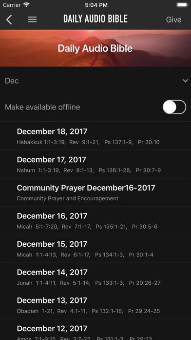 Daily Audio Bible Mobile App screenshot 2