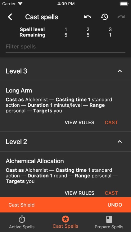 Spell Tracker for Pathfinder
