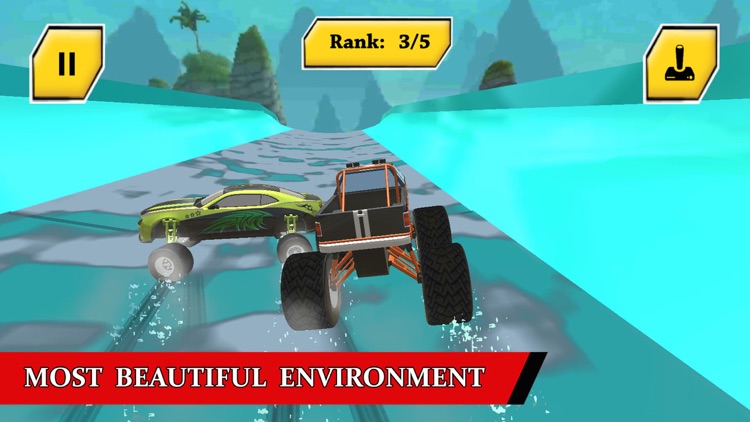 Water Slide Monster Trucks Race In Water Park screenshot-3