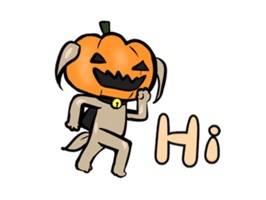 These are stickers of dog on Halloween night