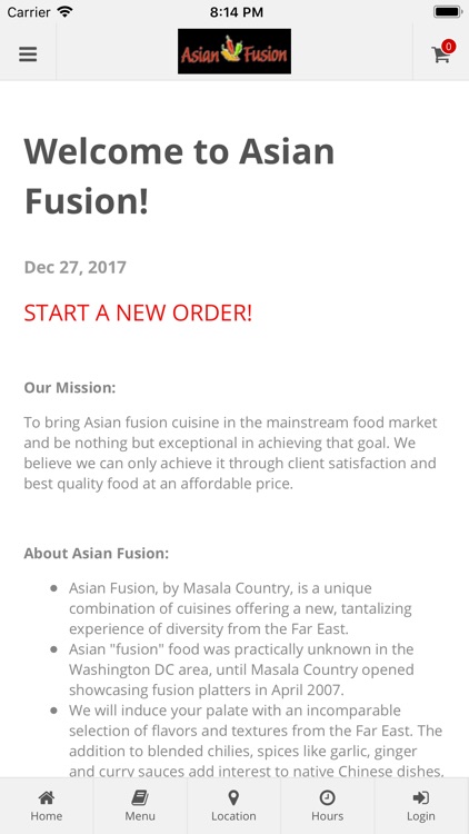 Asian Fusion Online Ordering